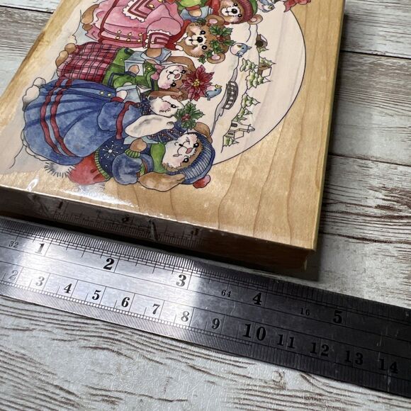 Lot of 2 Stamps Happen "Clover Hill"  (1990's) Wood Rubber Stamp VTG Bears/Bunny - Picture 8 of 10